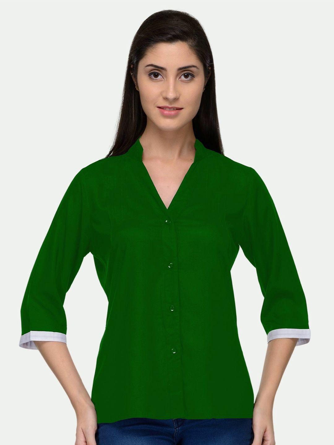 patrorna women green comfort casual shirt