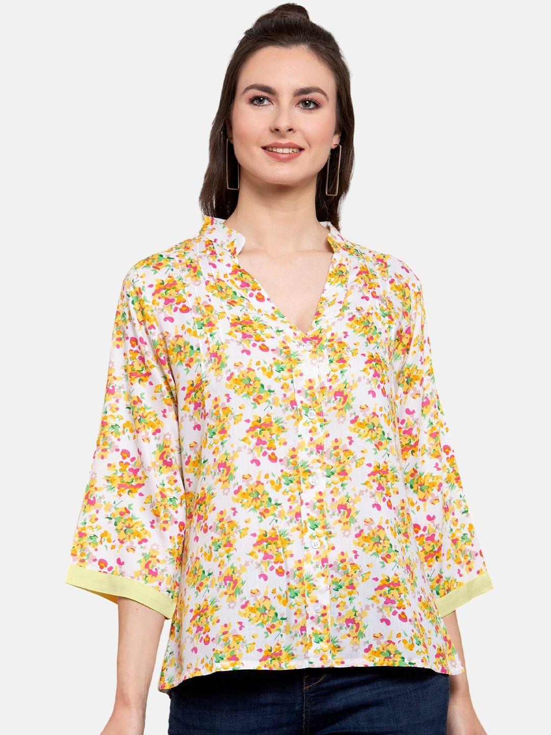 patrorna women multicoloured comfort floral printed casual shirt