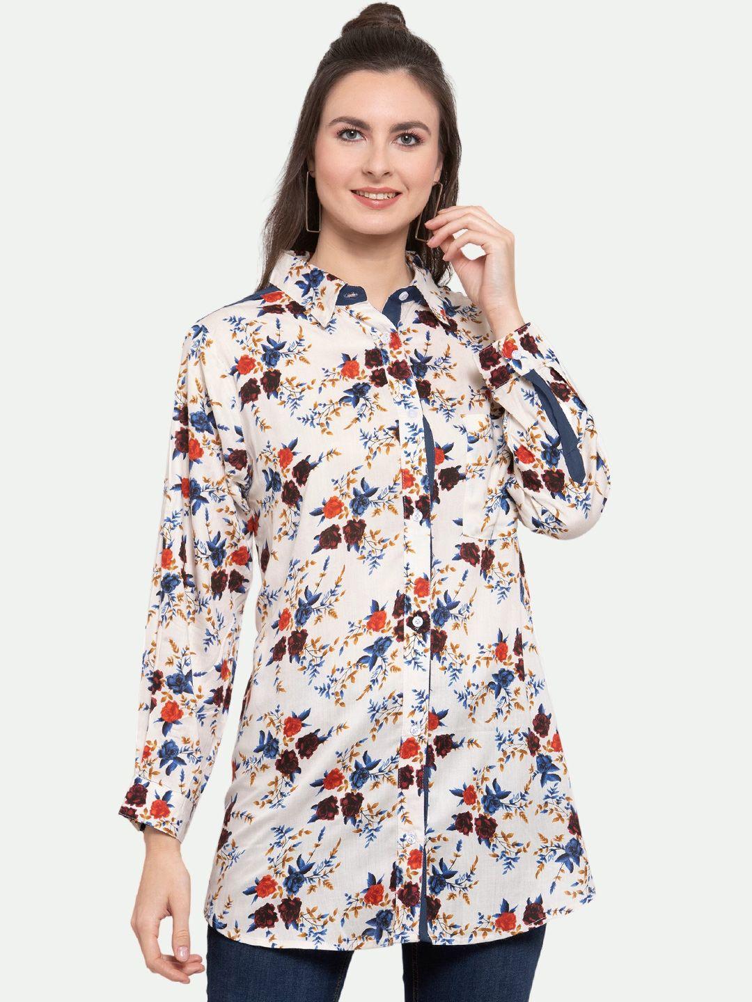 patrorna women multicoloured comfort floral printed casual shirt