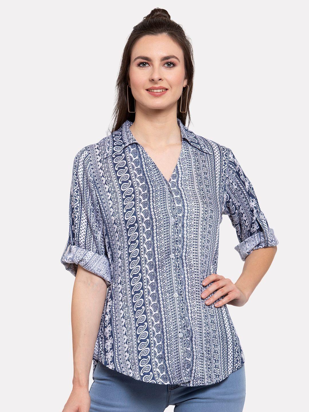patrorna women multicoloured comfort printed casual shirt