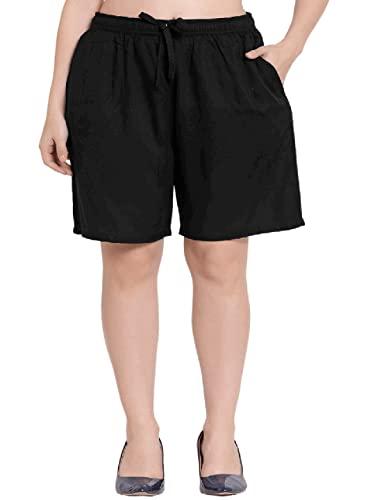 patrorna women plus size loose fit outdoor antimicrobial shorts (8a1002_black_7xl)