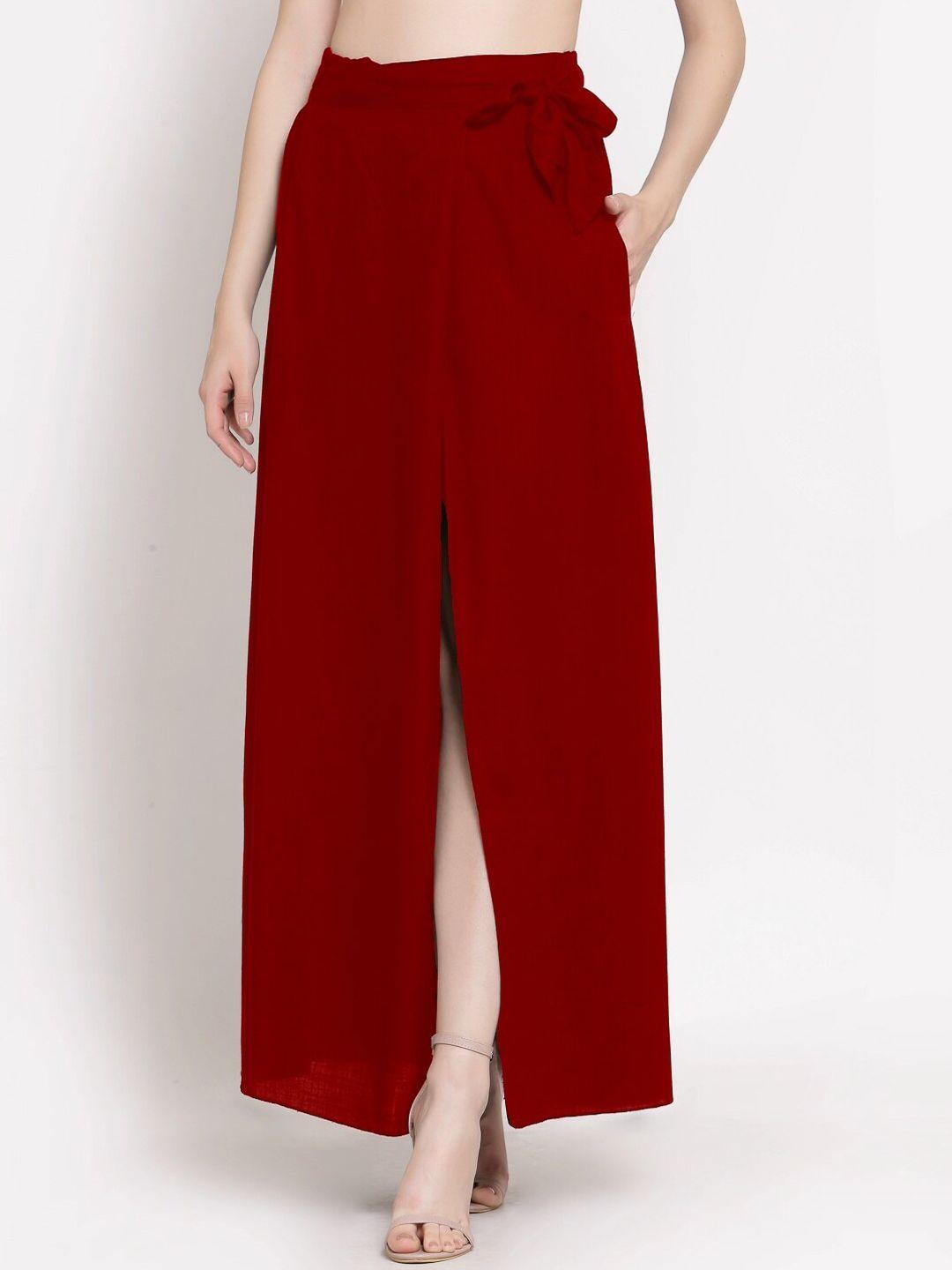 patrorna women plus size maroon solid maxi wrap skirt