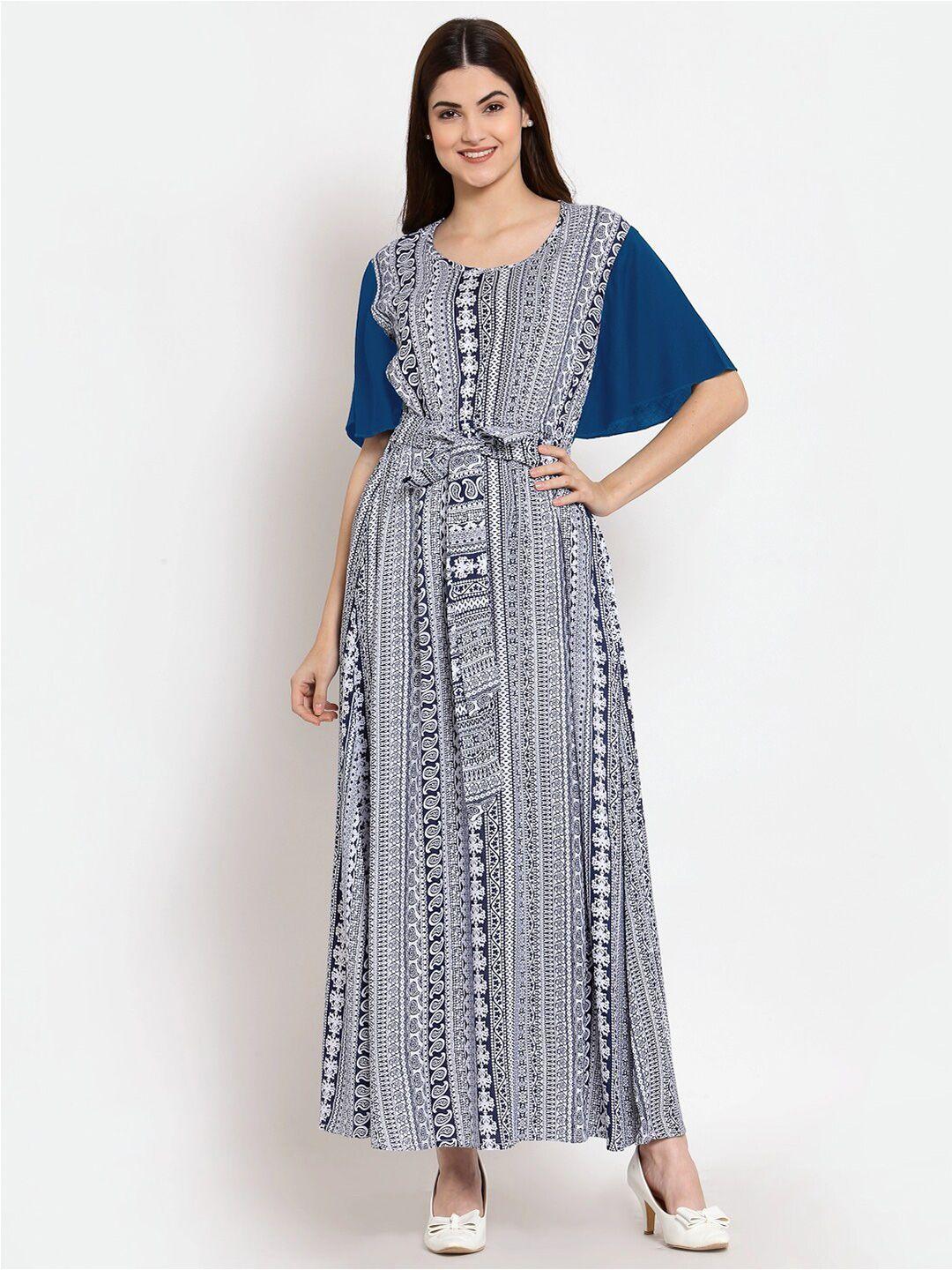 patrorna women printed cotton blend a-line maxi dress