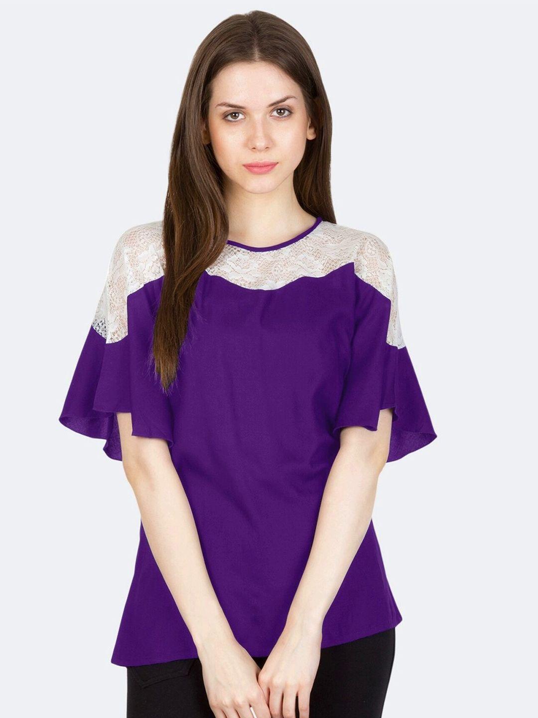 patrorna women purple & white top