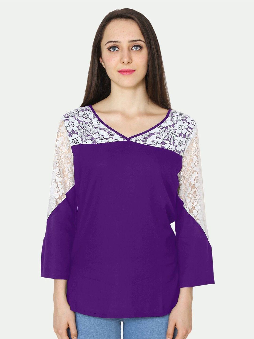 patrorna women purple & white top