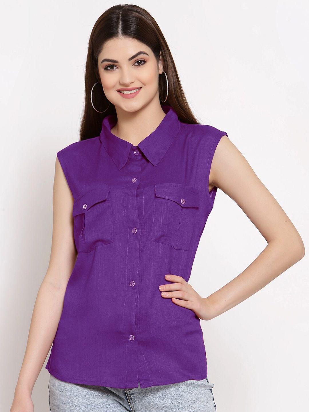 patrorna women purple comfort casual shirt