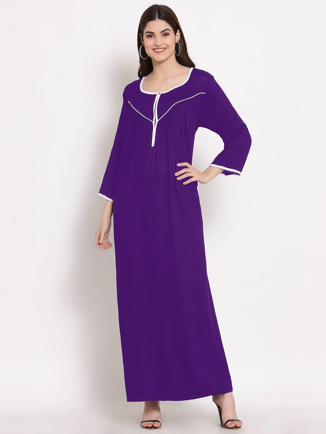 patrorna women purple maxi nightdress