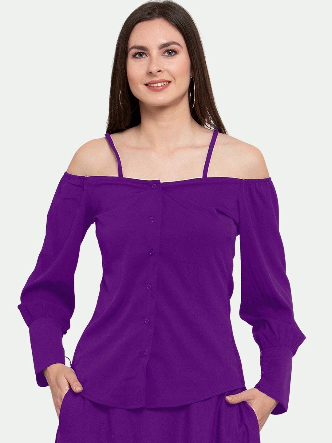 patrorna women purple shirt style top