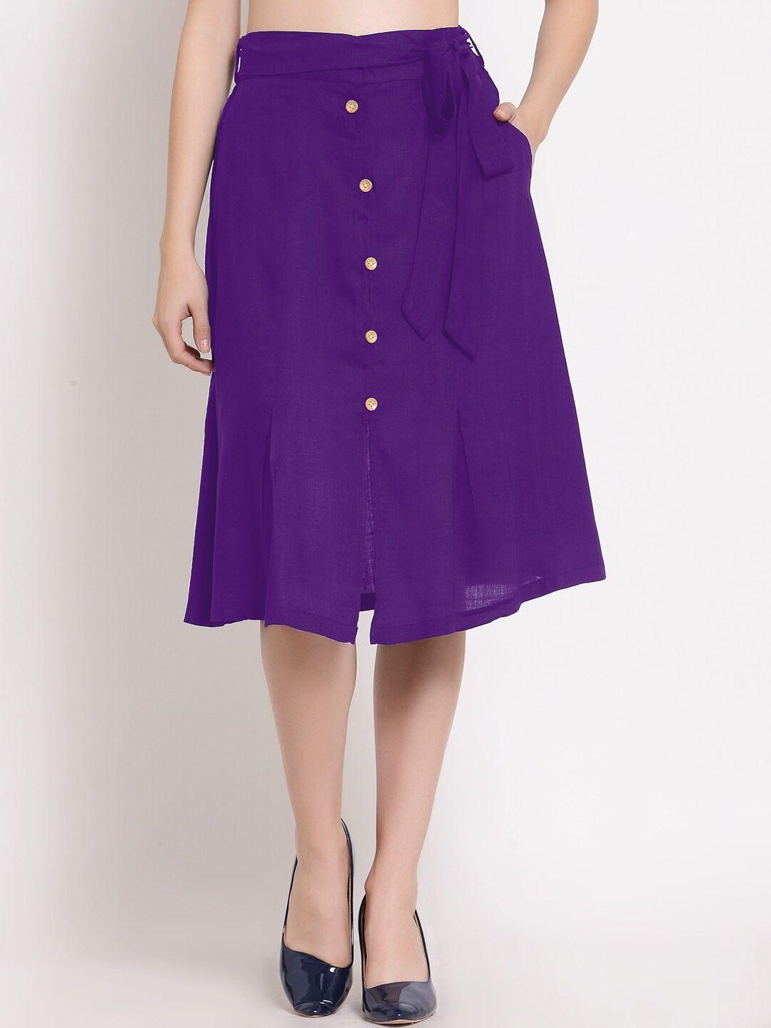 patrorna women purple solid a-line skirt