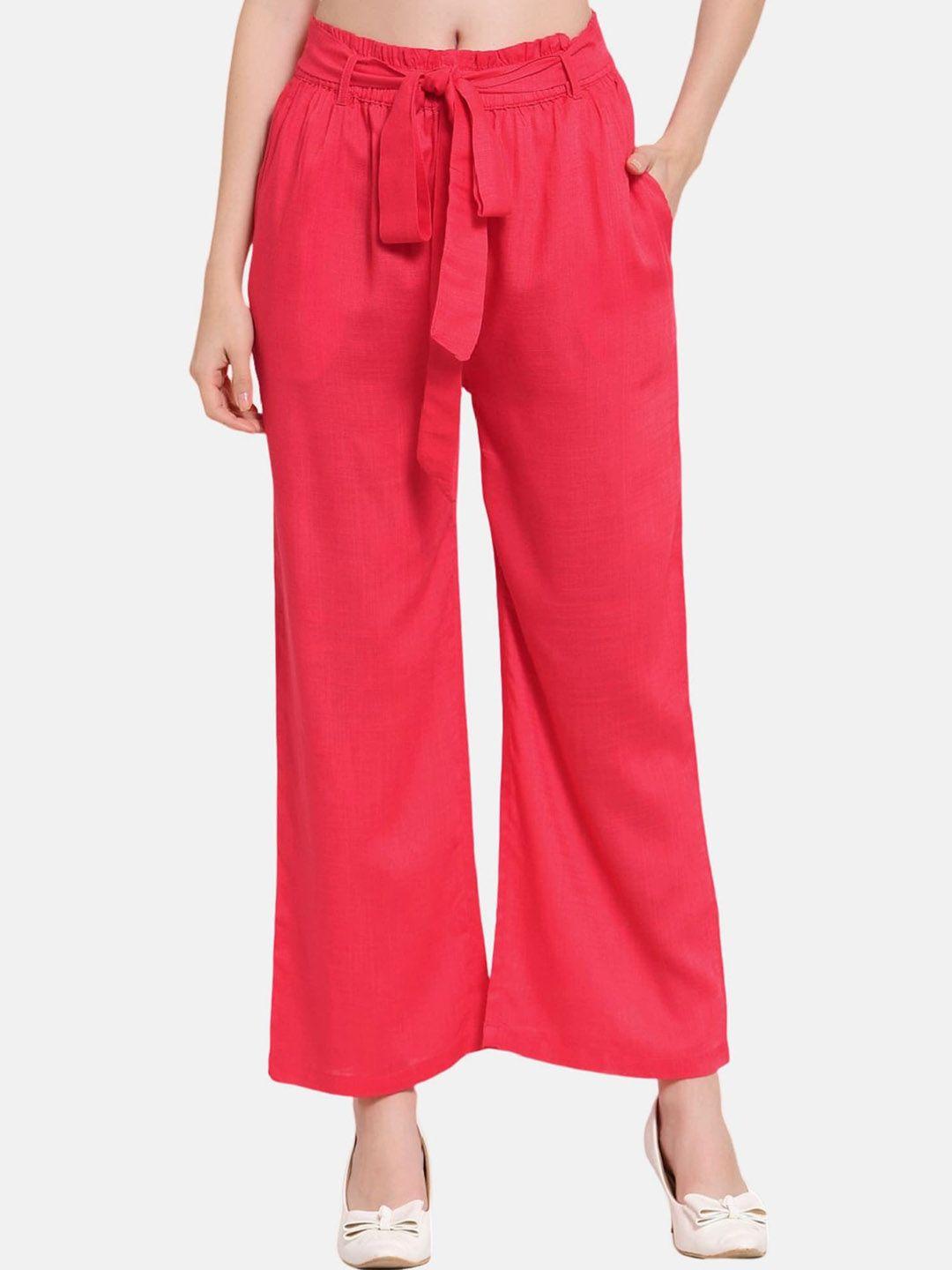 patrorna women smart loose fit mid-rise parallel trousers