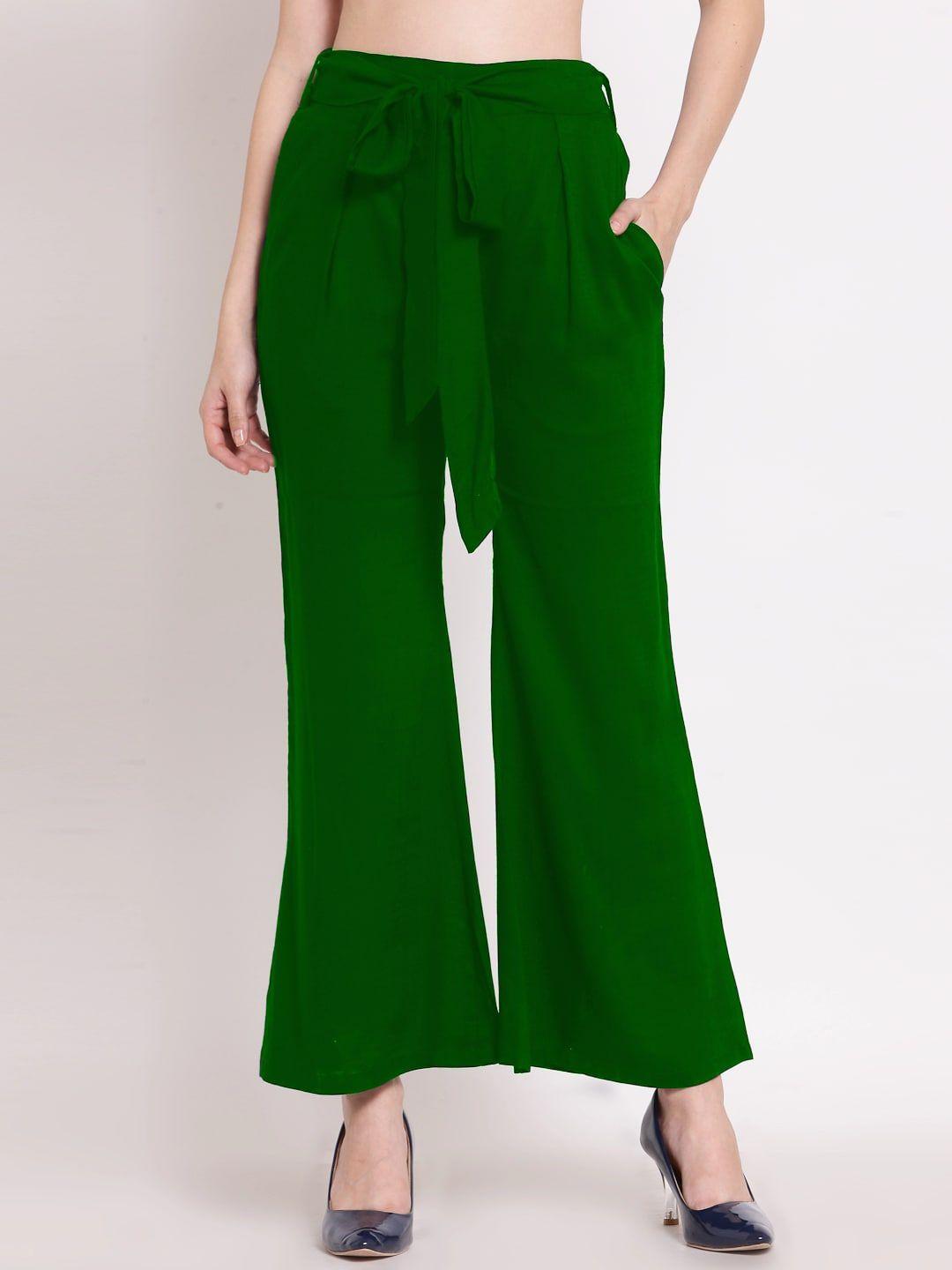 patrorna women smart straight fit pleated cotton culotte trousers