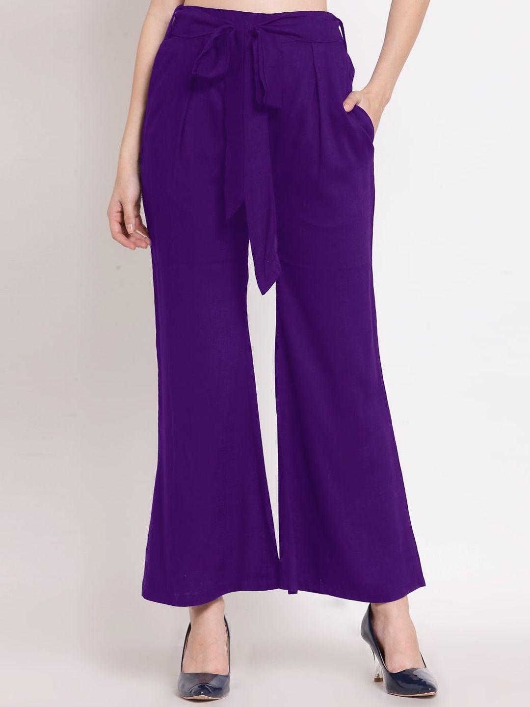 patrorna women smart tapered fit culotte trousers with belt