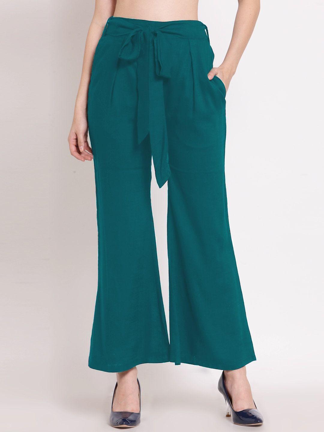 patrorna women smart tapered fit pleated cotton culotte trousers