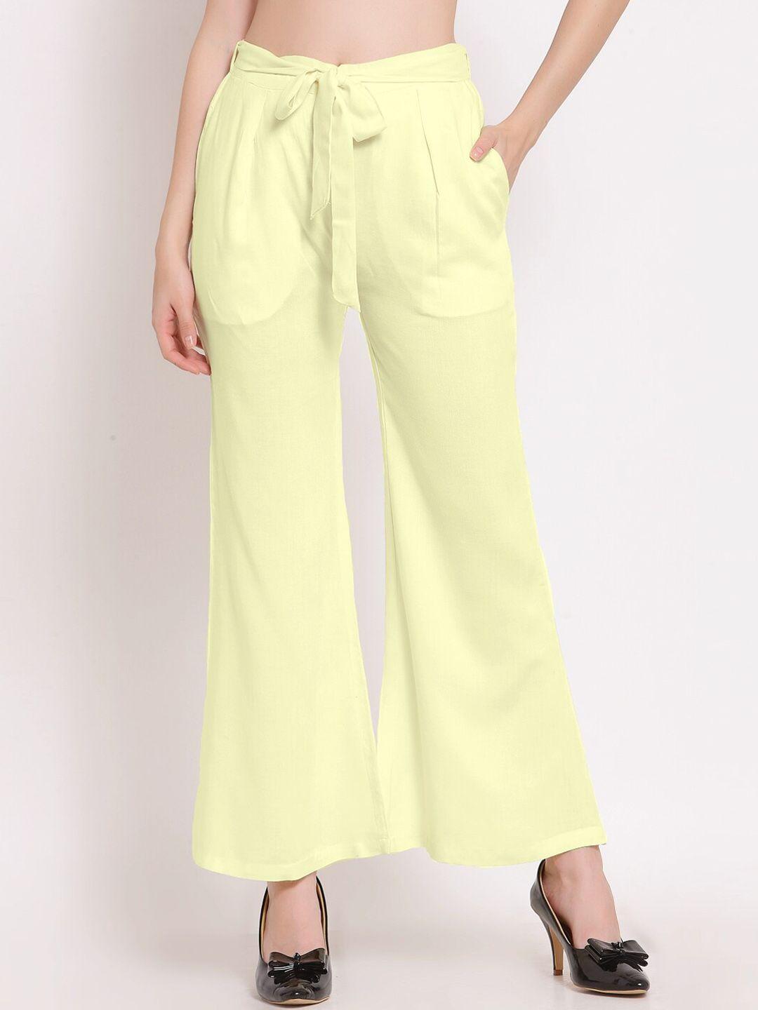 patrorna women smart tapered fit pleated parallel trousers