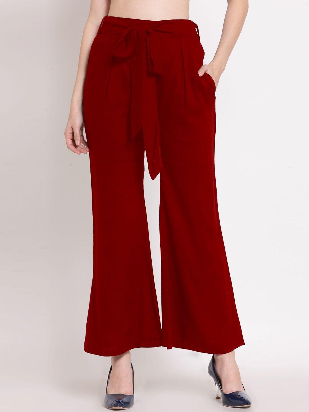 patrorna women smart tapered fit pleated parallel trousers