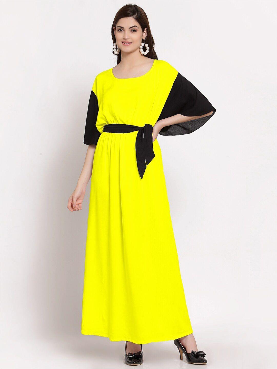 patrorna women solid cotton blend a-line maxi dress