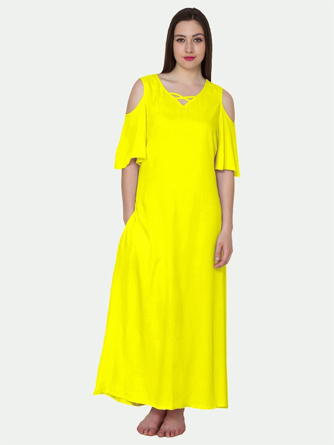 patrorna women solid cotton blend maxi dress