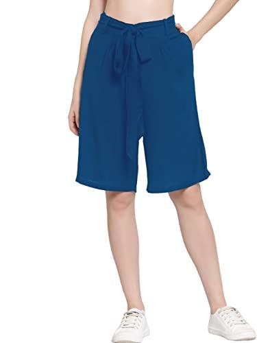 patrorna women trouser cut antimicrobial bermuda shorts (psl8a8_sky blue_3xl)