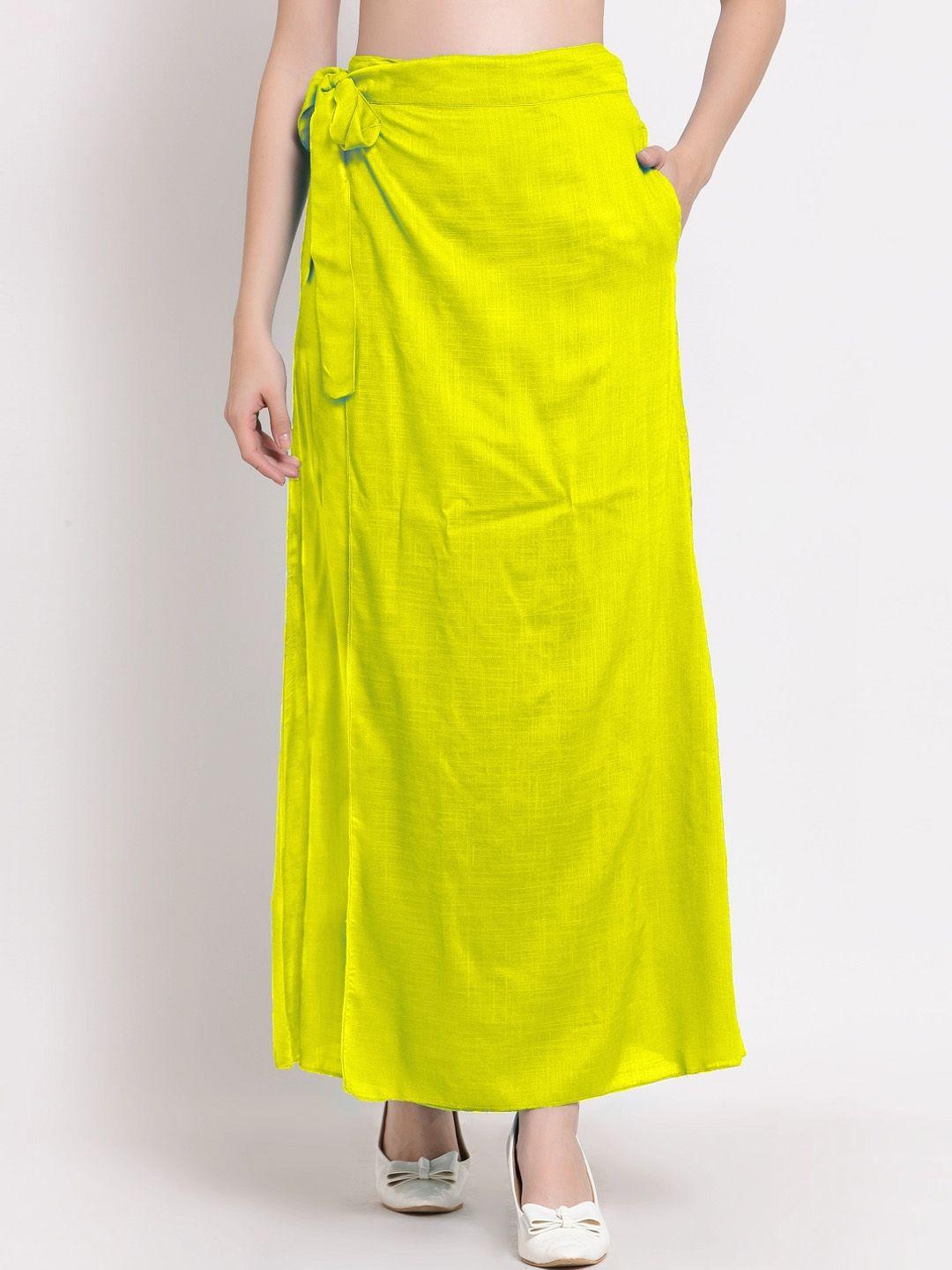 patrorna women yellow solid tulip maxi skirts