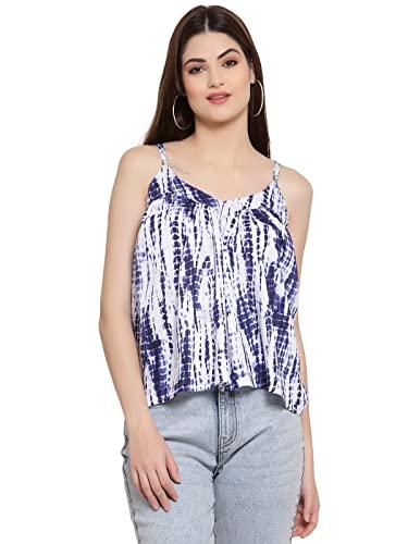 patrorna womens asymmetrical crop top (pt6a082_blue tie dye print_4xl)