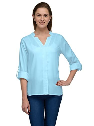 patrorna womens collarless casual shirt (spv6s023_light blue_2xl)