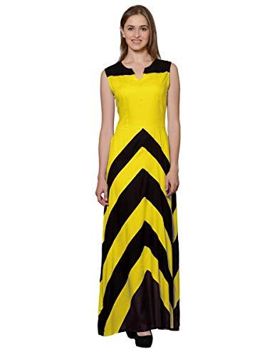 patrorna womens empire maxi dress (psl10b01_black::yellow_5xl)