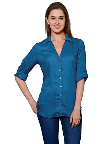 patrorna womens grandad collar shirt (pol6a3_sky blue_2xl)