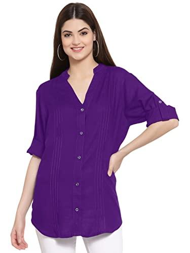 patrorna womens pintuck shirt (spv6s016_purple_l)