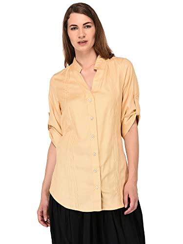 patrorna womens pintuck shirt (spv6s1016_gold_2xl)