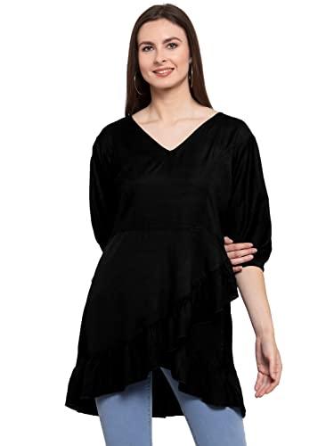 patrorna womens wrap batwing sleeve top (pol6a73_black_3xl)