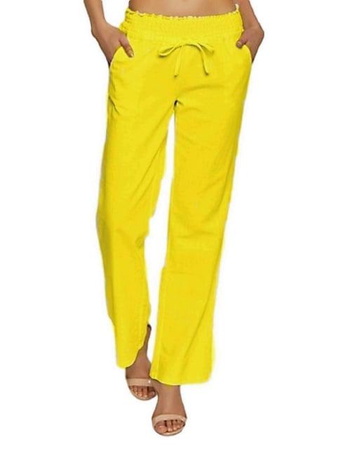 patrorna yellow high rise relaxed fit paperbag culottes trousers