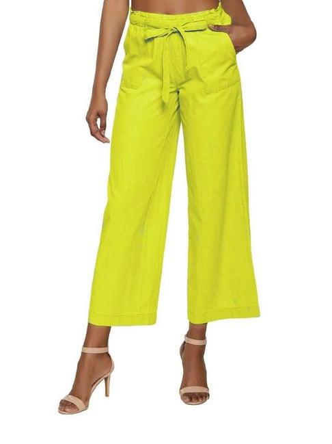 patrorna yellow high rise straight fit paperbag culottes trousers