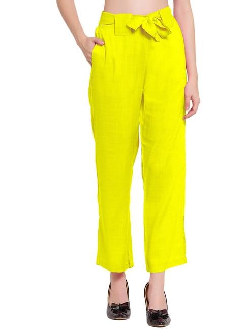 patrorna yellow high rise straight fit trousers