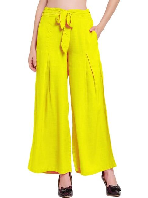 patrorna yellow loose fit mid rise palazzos