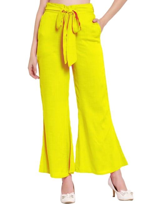 patrorna yellow mid rise relaxed fit bootcut trousers