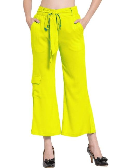 patrorna yellow mid rise relaxed fit cargo trousers