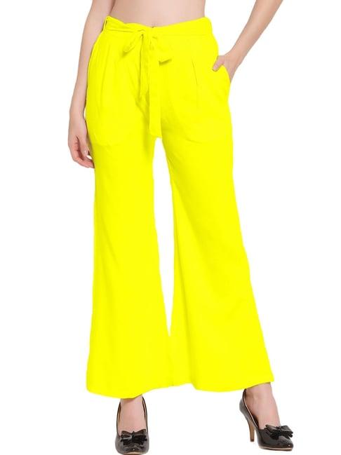 patrorna yellow mid rise relaxed fit trousers
