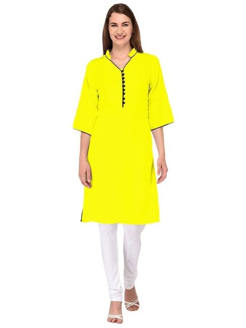 patrorna yellow regular fit kurta