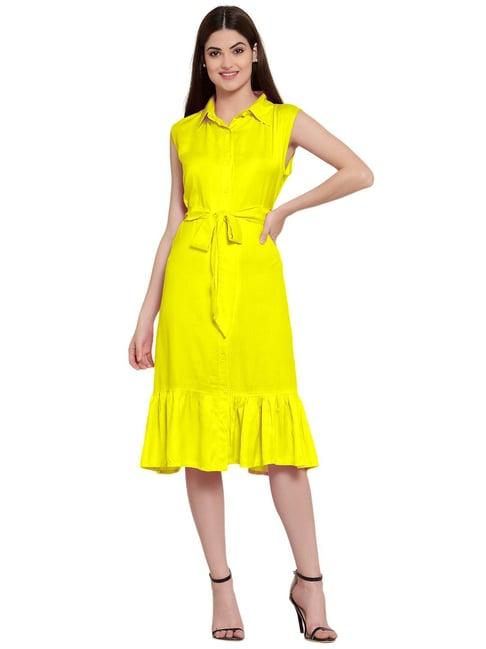 patrorna yellow regular fit shirt dress