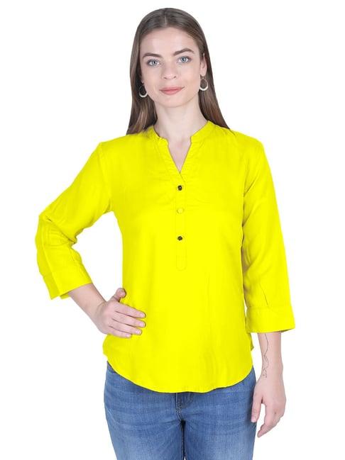 patrorna yellow regular fit tunic style top