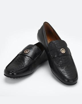 patterned round-toe penny loafers