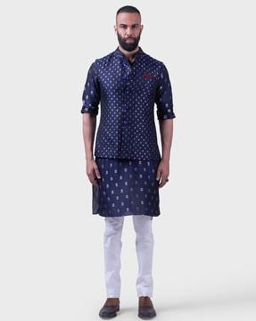 patterned butti relaxed fit nehru jacket