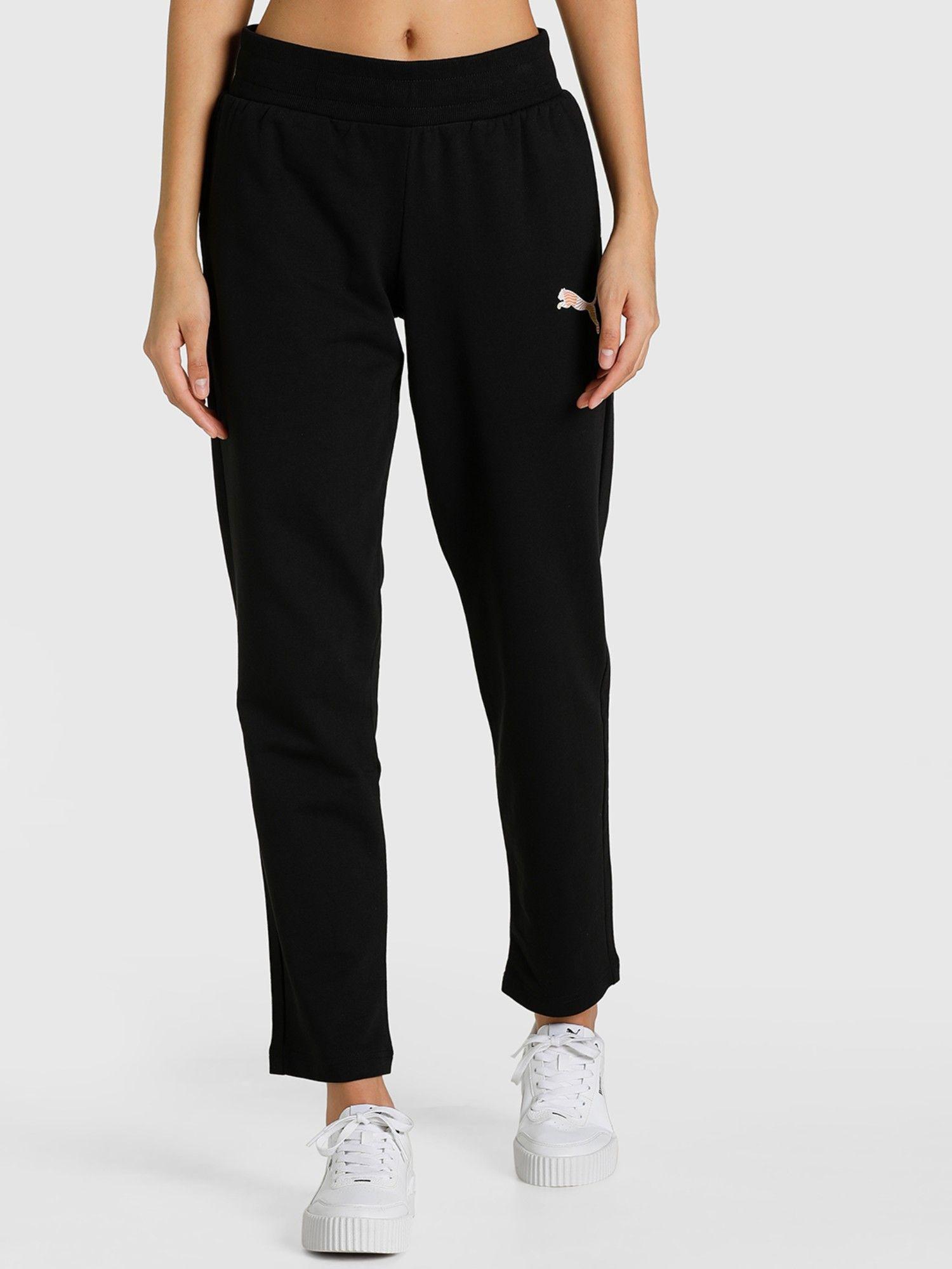 patterned cat logo oh women black sweatpant