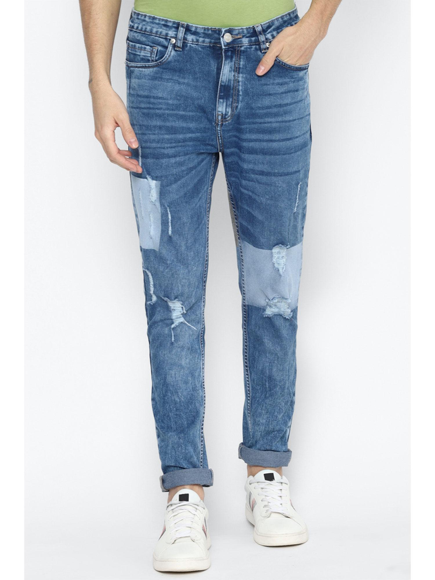 patterned classic blue jeans