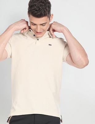 patterned collar corduroy polo shirt