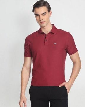 patterned collar pique polo shirt