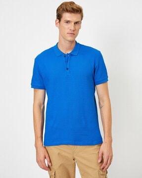 patterned cotton polo t-shirt