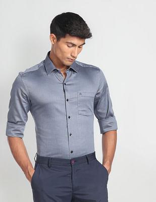 patterned dobby slim formal shirt