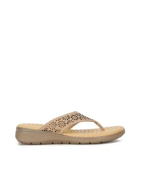 patterned genuine leather thong-strap sandals