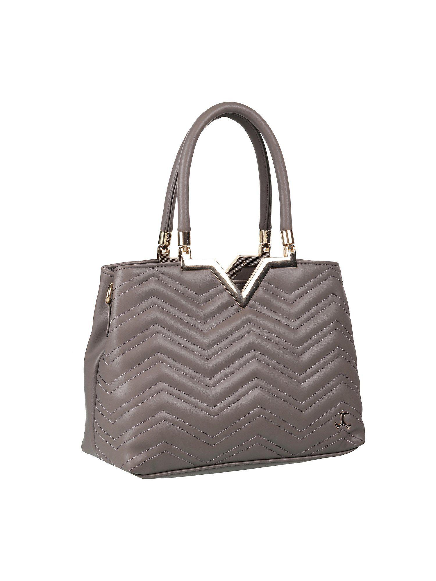 patterned grey satchel